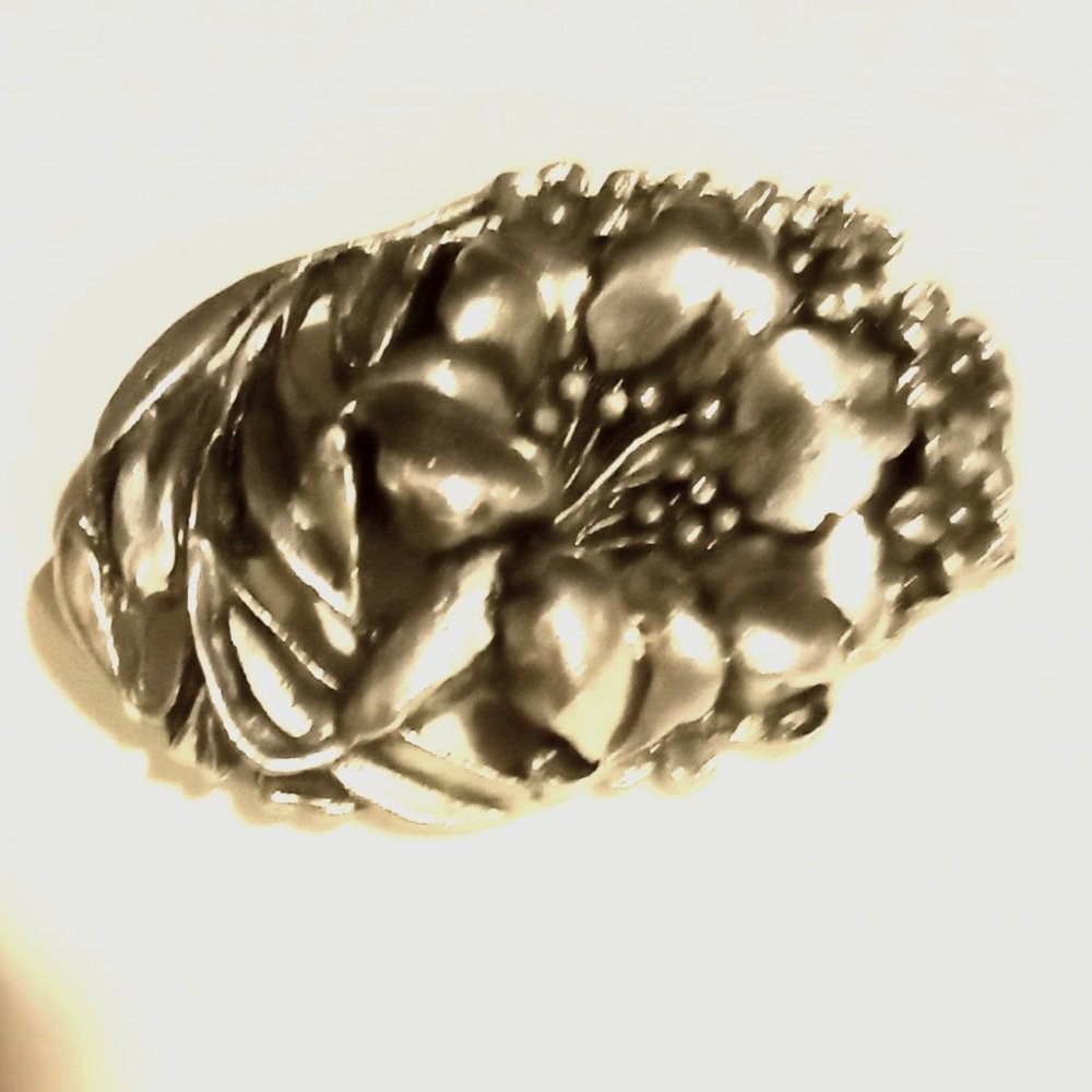 VINTAGE ELIAS PEWTER FLOWER BROOCH MARKED P206